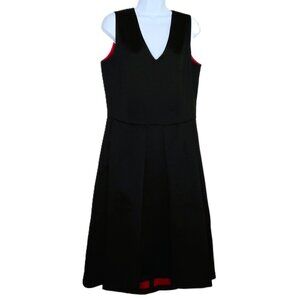RESERVED  Formal Black Satin Dress Red Lining Sleeveless V-Neck Front & Back  42